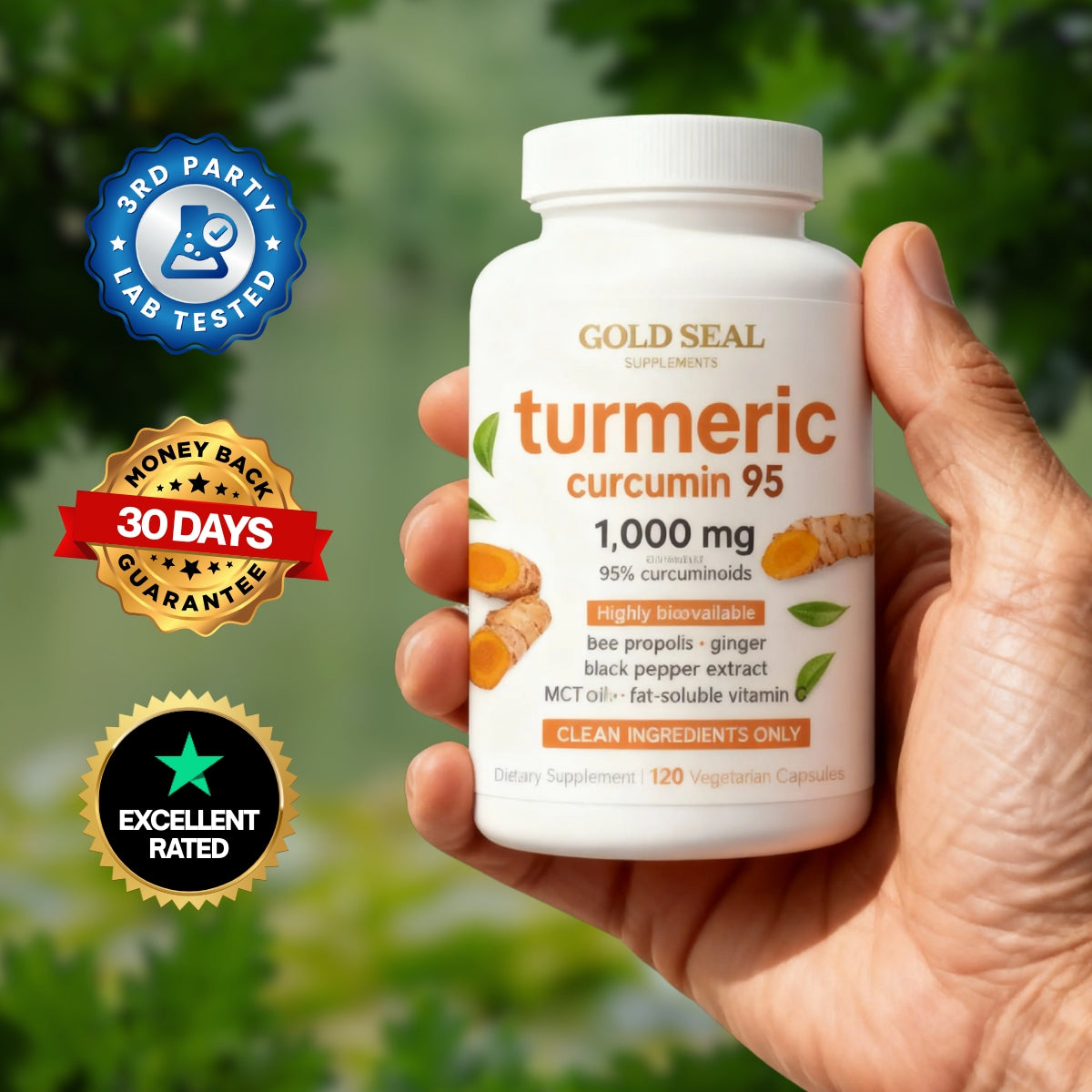 Turmeric Curcumin 1,000mg with Black Pepper & MCT Oil (3 Bottles)